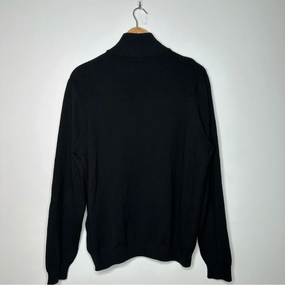 Hugo Boss Black Pampre Virgin Wool 1/4 Button Pullover Sweater Size Large
